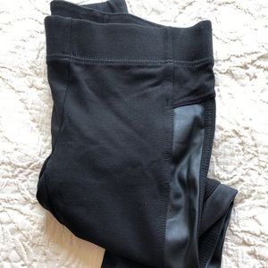 Ponte leggings with faux leather side panel